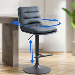 Tabouret de bar Damar en velours gris foncé