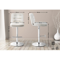 Tabouret de bar Damar en velours chromé crème