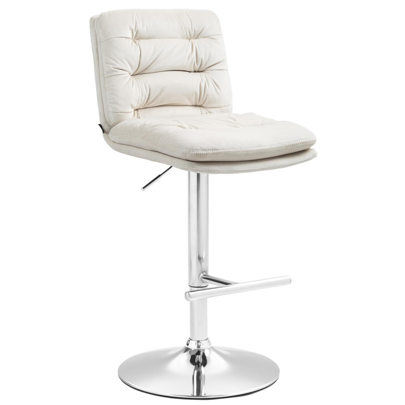 Tabouret de bar Damar en velours chromé crème