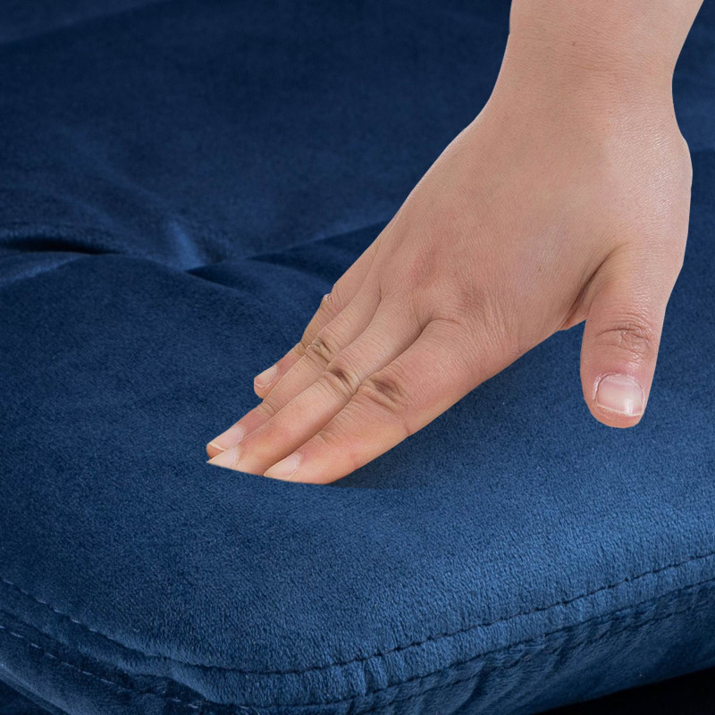 Tabouret de bar Damar en velours chromé bleu