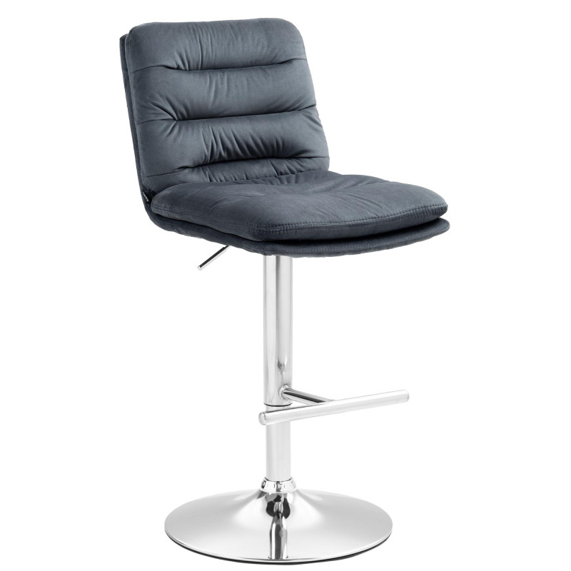 Tabouret de bar Damar en velours chromé gris foncé
