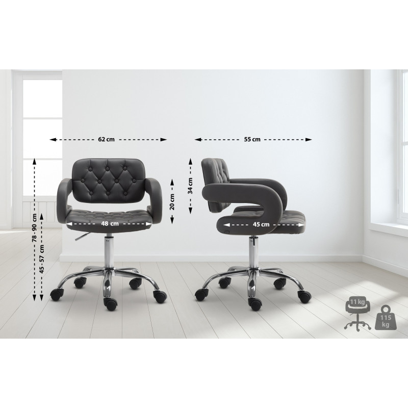 Tabouret de travail Dublin, similicuir gris