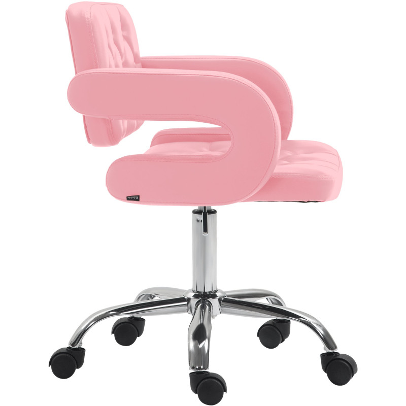 Tabouret de travail Dublin, simili cuir rose