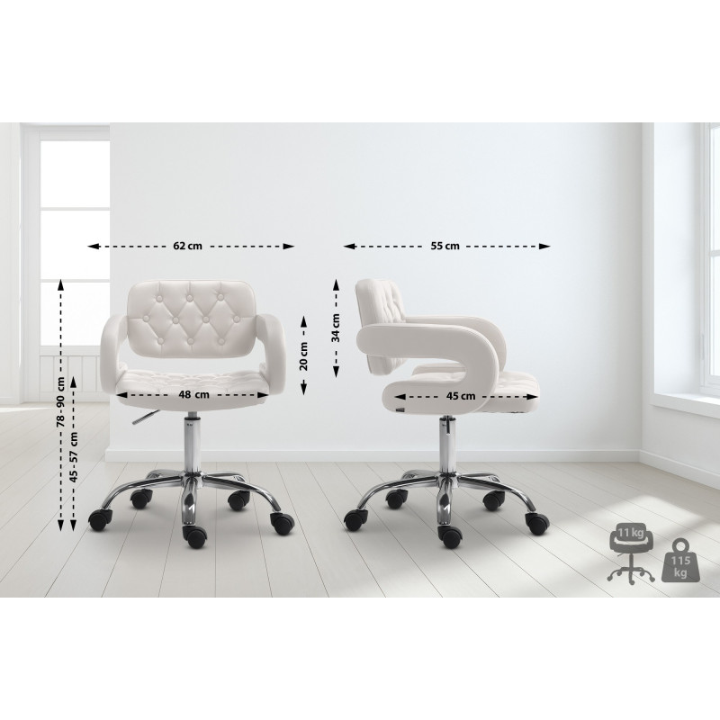 Tabouret de travail Dublin, simili cuir blanc