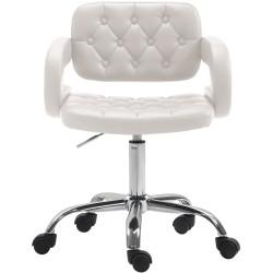 Tabouret de travail Dublin, simili cuir blanc