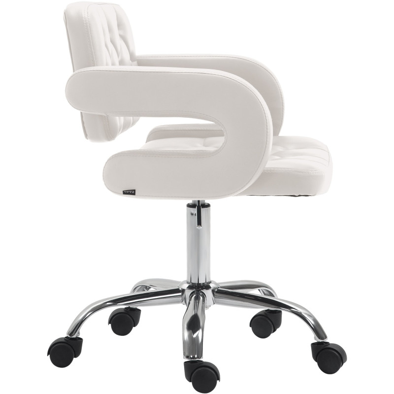 Tabouret de travail Dublin, simili cuir blanc