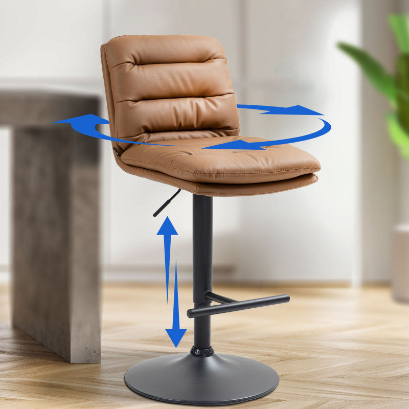 Tabouret de bar Damar, simili cuir marron clair