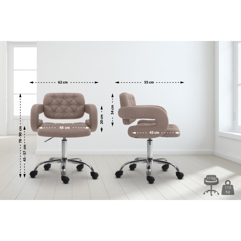 Tabouret de travail Dublin en tissu taupe