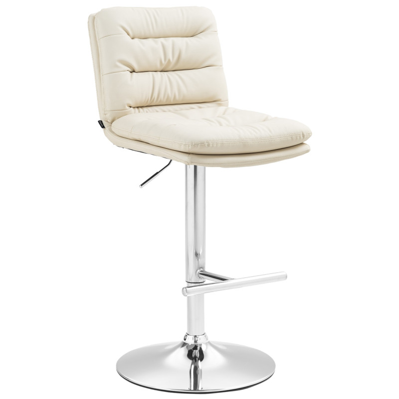 Tabouret de bar Damar, similicuir, chrome crème