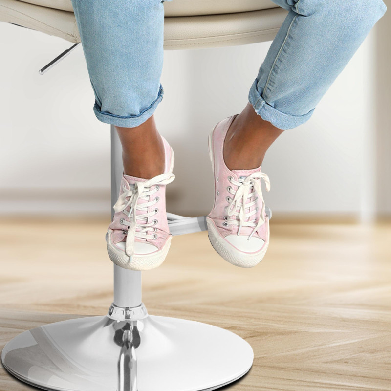 Tabouret de bar Damar, similicuir, chrome crème