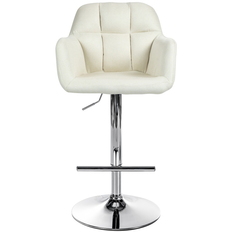 Tabouret de bar Natoma tissu chromé crème