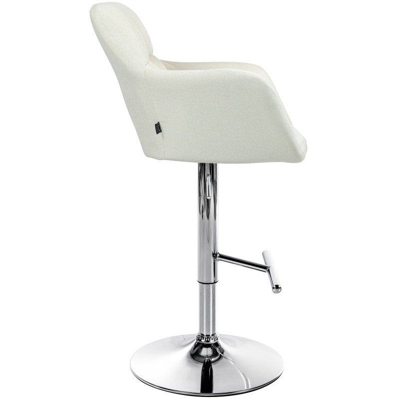 Tabouret de bar Natoma tissu chromé crème