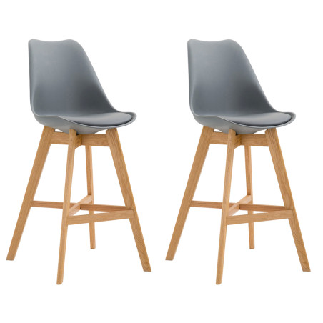 Lot de 2 tabourets de bar Cannes, plastique naturel gris