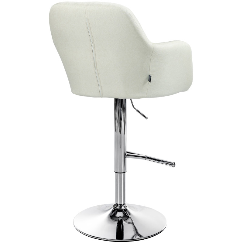 Tabouret de bar Natoma tissu chromé crème