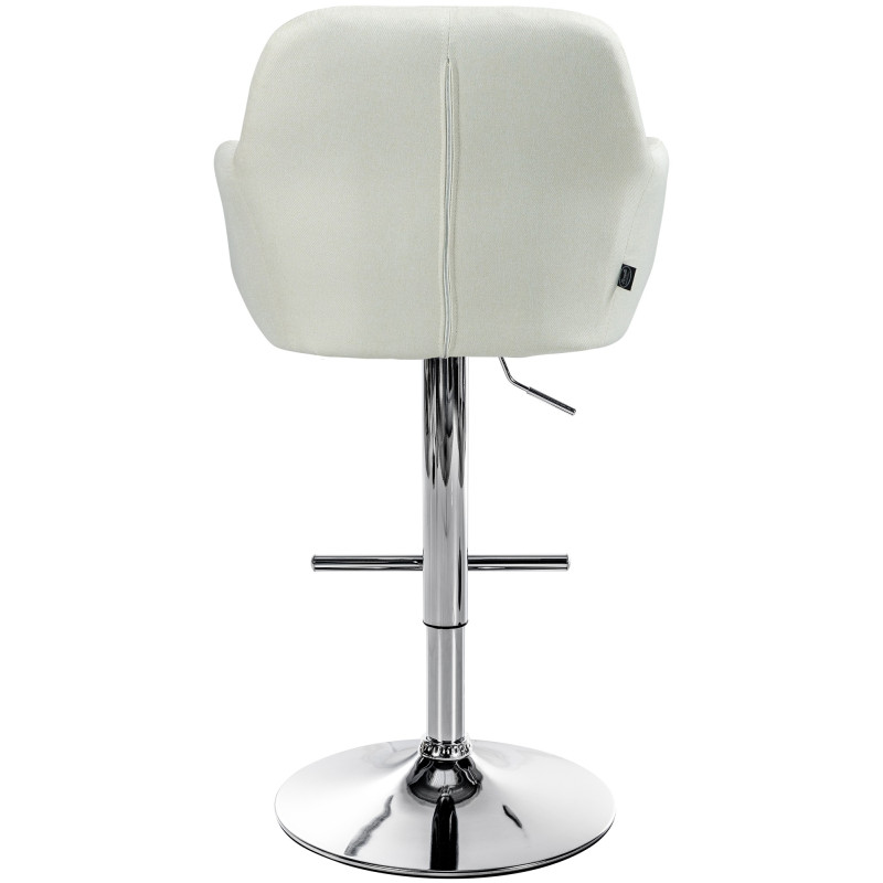 Tabouret de bar Natoma tissu chromé crème