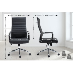 Fauteuil de bureau Columbus en cuir véritable noir