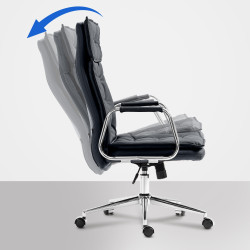 Fauteuil de bureau Sotira en cuir véritable noir