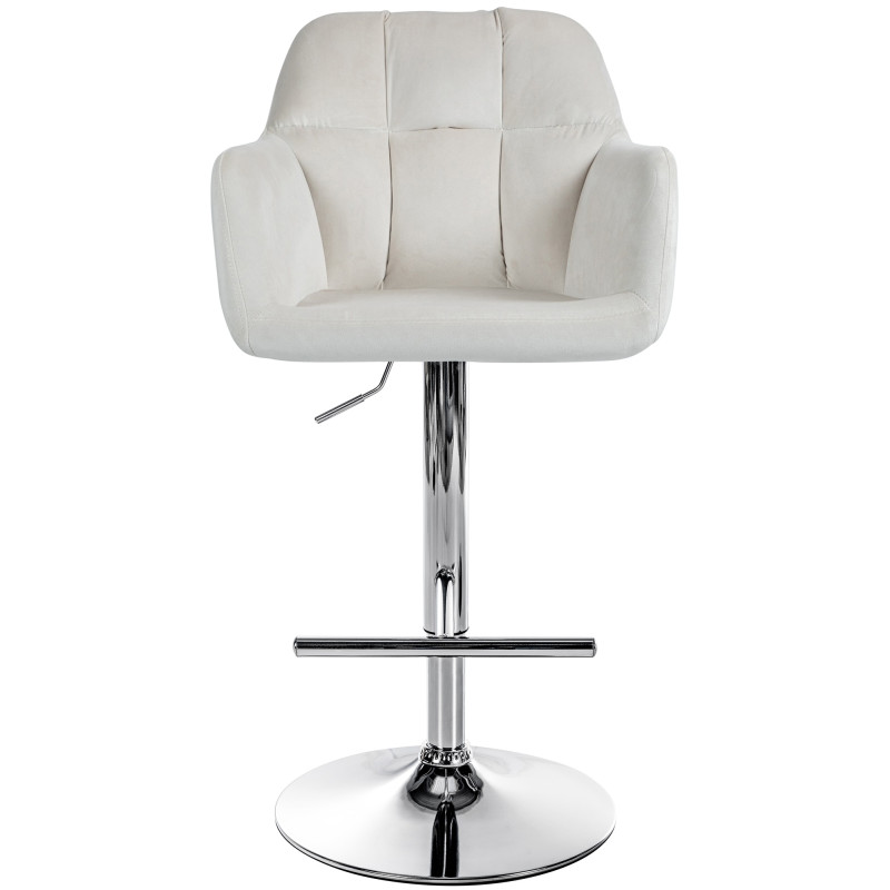 Tabouret de bar en velours chromé Natoma crème