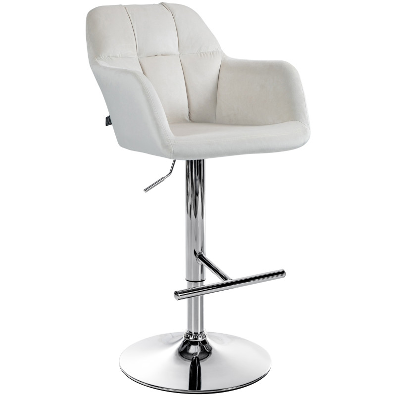 Tabouret de bar en velours chromé Natoma crème