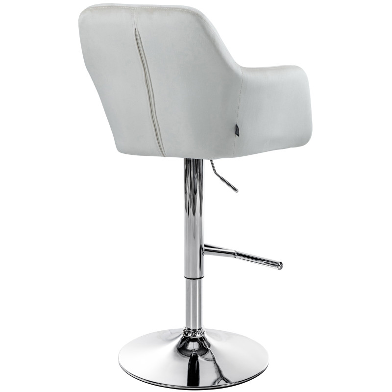 Tabouret de bar en velours chromé Natoma crème