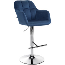 Tabouret de bar en velours chromé Natoma bleu