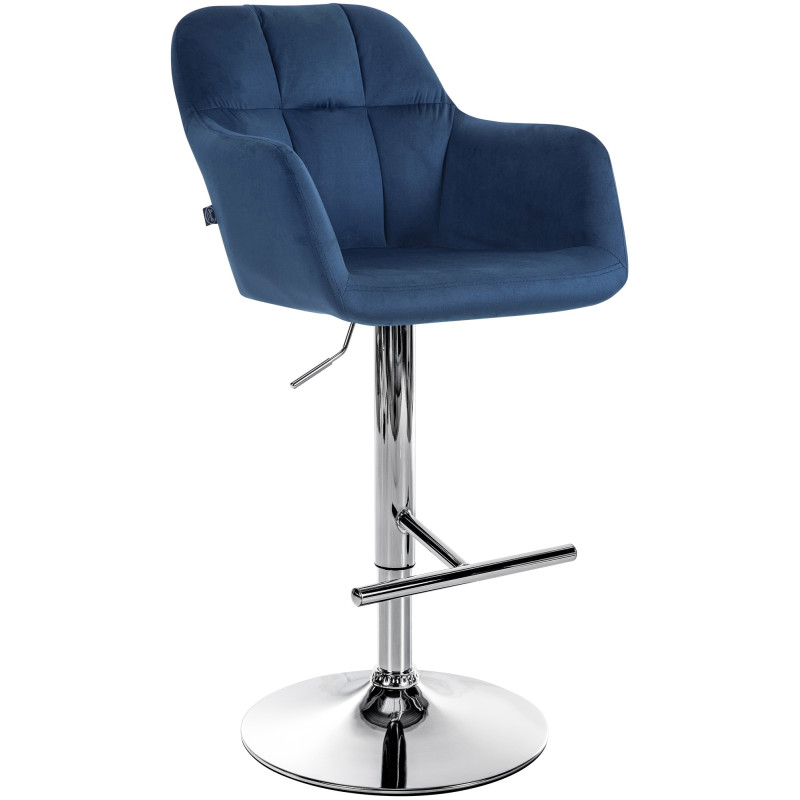 Tabouret de bar en velours chromé Natoma bleu