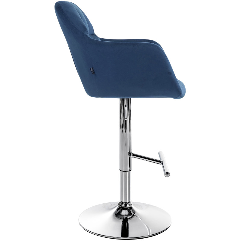 Tabouret de bar en velours chromé Natoma bleu