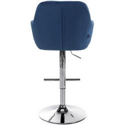 Tabouret de bar en velours chromé Natoma bleu