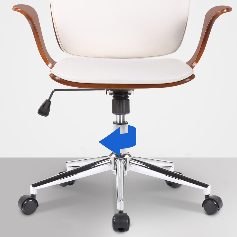 Fauteuil de bureau Burbank en cuir artificiel noyer/blanc
