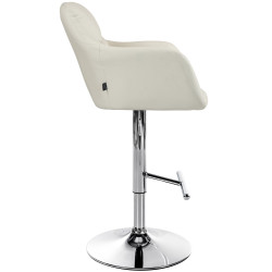 Tabouret de bar Natoma, simili cuir, chrome crème