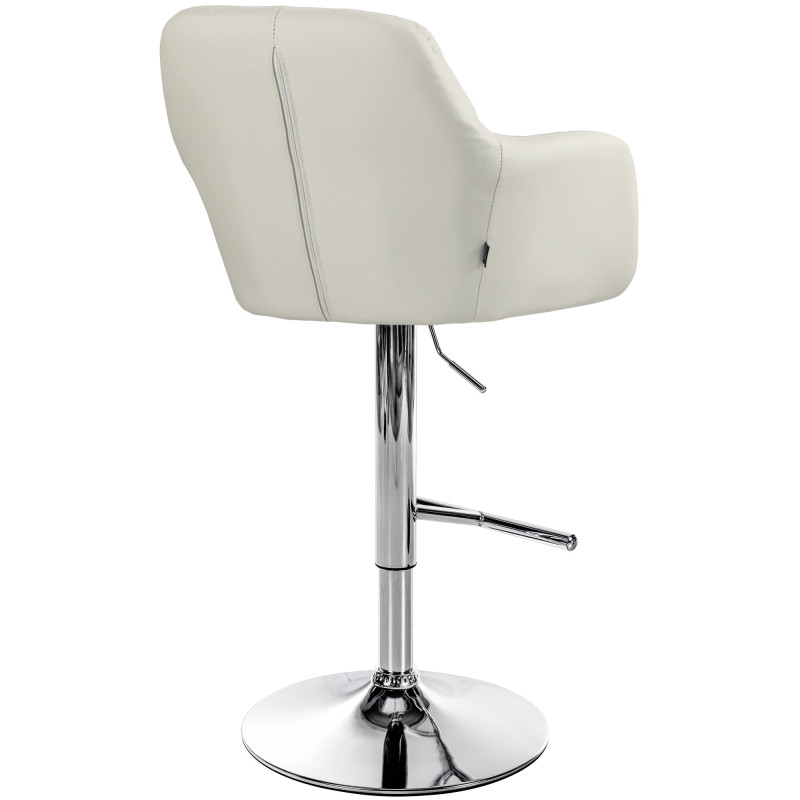 Tabouret de bar Natoma, simili cuir, chrome crème