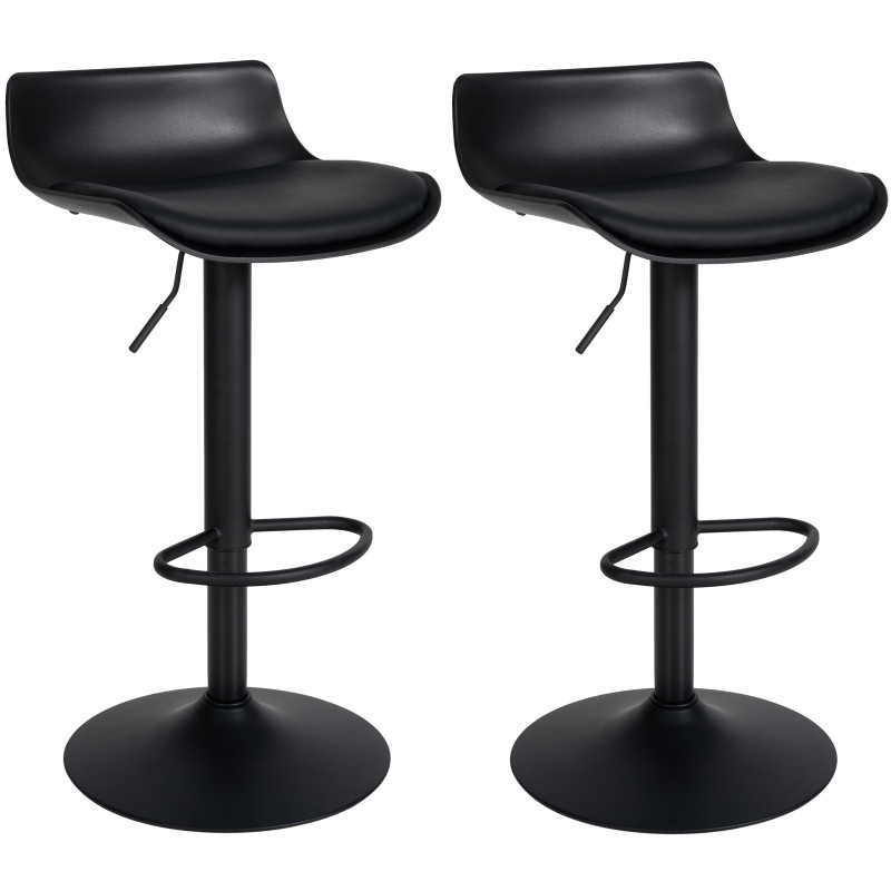 Lot de 2 tabourets de bar Aveiro en similicuir noir