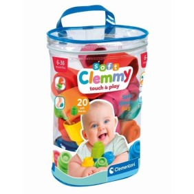 Clementoni - Clemmy Baby - Sac 20 cubes souples - Mixte - A partir de 9 mois - Cube souple assure une securite et peut passer en