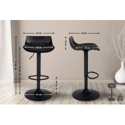 Lot de 2 tabourets de bar Aveiro en similicuir noir
