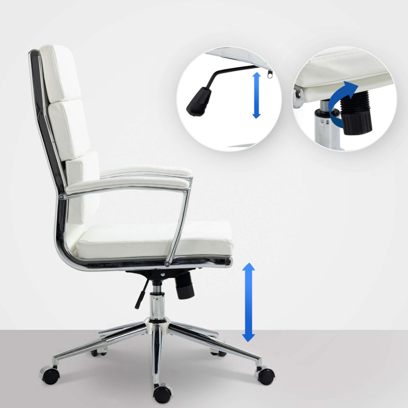 Fauteuil de bureau Cleveland, simili cuir blanc