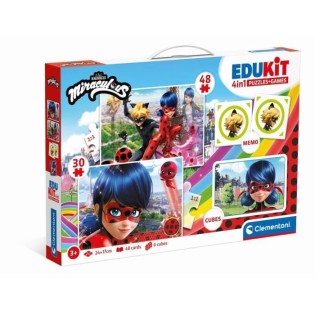 Coffret d'activités préscolaires 4 en 1 Miraculous - Clementoni - 2 puzzles, 6 cubes et un mémo