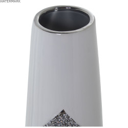 Vase Alexandra House Living Blanc Argenté Céramique Brillant 13 x 13 x 45 cm
