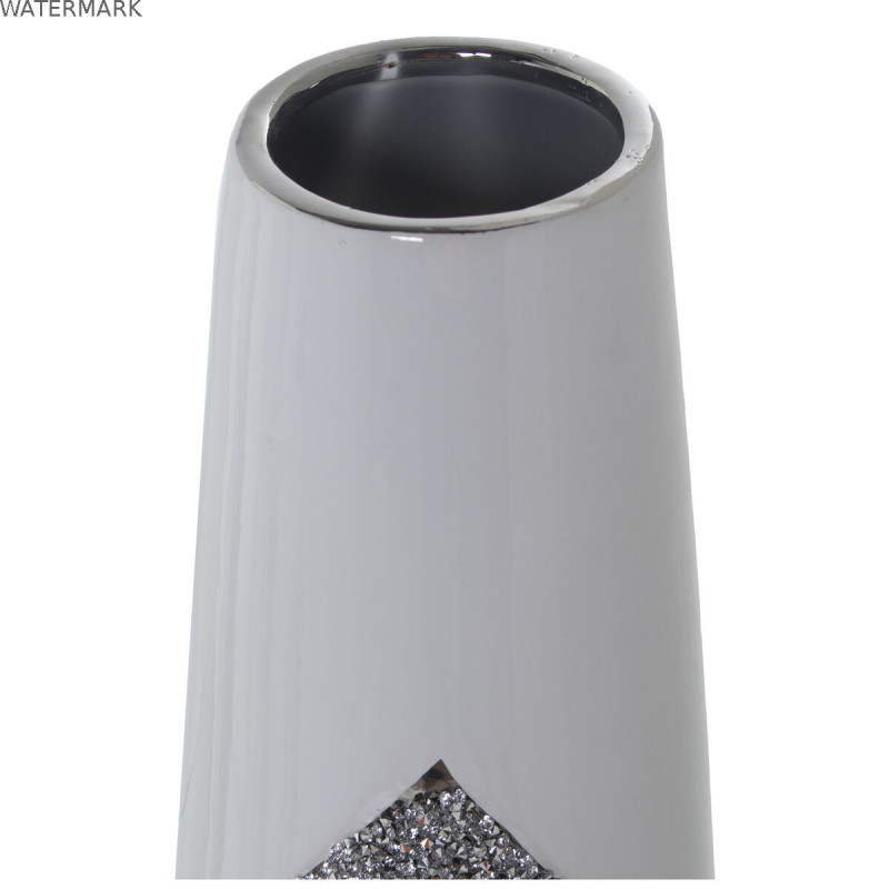 Vase Alexandra House Living Blanc Argenté Céramique Brillant 13 x 13 x 45 cm