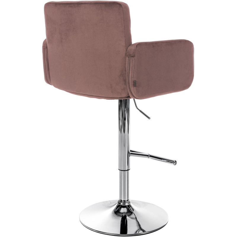 Tabouret de bar Los Angeles velours chrome brun