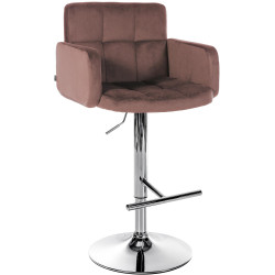 Tabouret de bar Los Angeles velours chrome brun