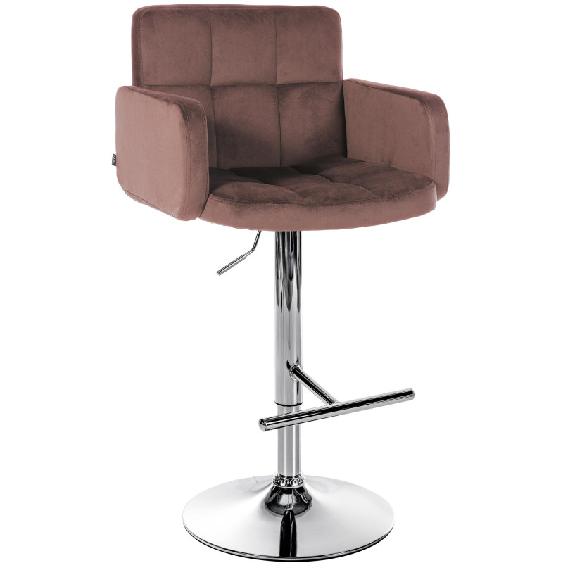 Tabouret de bar Los Angeles velours chrome brun