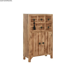 Caisson à Tiroirs Home ESPRIT Noir Naturel Sapin Bois MDF Oriental 63 x 27 x 101 cm