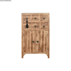 Caisson à Tiroirs Home ESPRIT Noir Naturel Sapin Bois MDF Oriental 63 x 27 x 101 cm