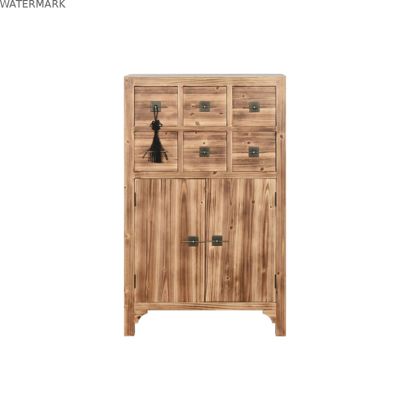 Caisson à Tiroirs Home ESPRIT Noir Naturel Sapin Bois MDF Oriental 63 x 27 x 101 cm