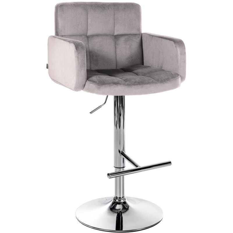 Tabouret de bar Los Angeles velours chrome gris