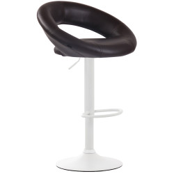 Tabouret de bar Olinda simili cuir blanc marron
