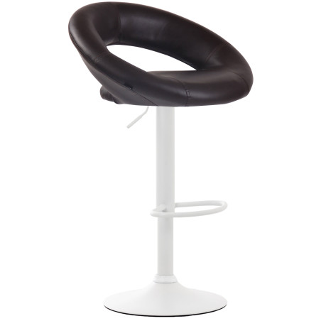 Tabouret de bar Olinda, similicuir, blanc brun