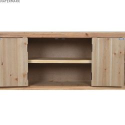 Meubles de télévision Home ESPRIT Noir Naturel Sapin Bois MDF 130 x 24 x 51 cm