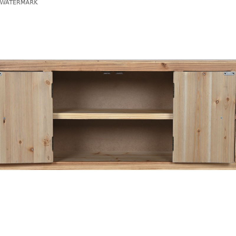 Meubles de télévision Home ESPRIT Noir Naturel Sapin Bois MDF 130 x 24 x 51 cm