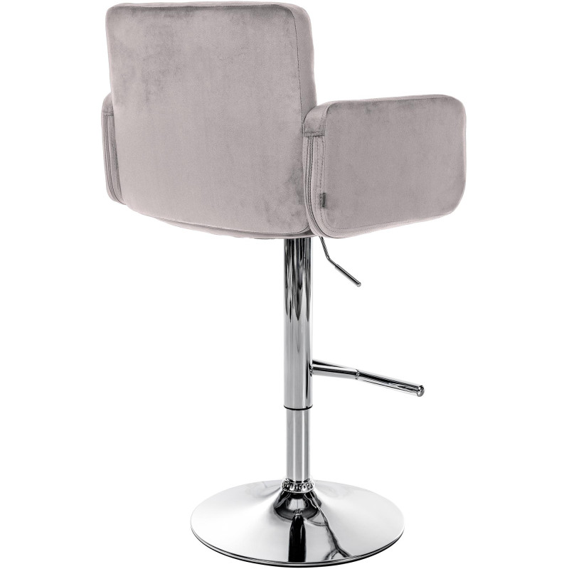 Tabouret de bar Los Angeles velours chrome gris